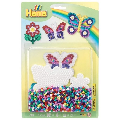 BLISTER GM PAPILLON FLEUR ET 1100 PERLES HAMA-LiloJouets-Morbihan-Bretagne