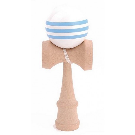 BILBOQUET KENDAMA HETRE BOULE 6CM BLANCHE ET BANDEAU BLEU-LiloJouets-Morbihan-Bretagne