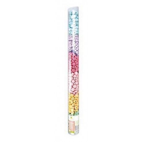 TUBE 60CM PERLES BOIS 6 COULEURS PASTEL-LiloJouets-Morbihan-Bretagne