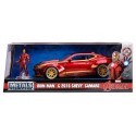 VOITURE CHEVROLET CAMARO 2016 ROUGE 1.24E METAL AVEC FIGURINE IRON MAN