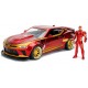 Voiture chevrolet camaro 2016 rouge 1.24e metal avec figurine iron man-lilojouets-morbihan-bretagne