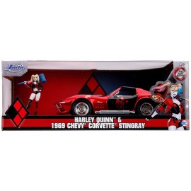 VOITURE CHEVROLET CORVETTE STINGRAY 1969 HARLEY QUINN 1.24E METAL AVE FIGURINE-LiloJouets-Morbihan-Bretagne