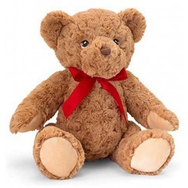 PELUCHE OURS TEDDY 30CM KEELECO AVEC RUBAN ROUGE-LiloJouets-Morbihan-Bretagne