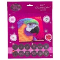 CARTE A DIAMANTER PERROQUET 18X18CM - BRODERIE DIAMANT CRYSTAL ART