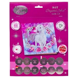 KIT CARTE LICORNE EN FLEURS 18X18CM BRODERIE DIAMANT CRYSTAL ART-LiloJouets-Morbihan-Bretagne