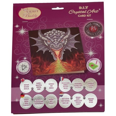 KIT CARTE DRAGON A.STROKES 18X18CM BRODERIE DIAMANT CRYSTAL ART-LiloJouets-Morbihan-Bretagne