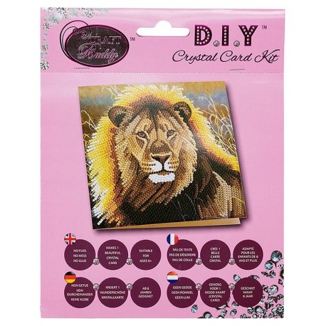 KIT CARTE LION 18X18CM BRODERIE DIAMANT-LiloJouets-Morbihan-Bretagne