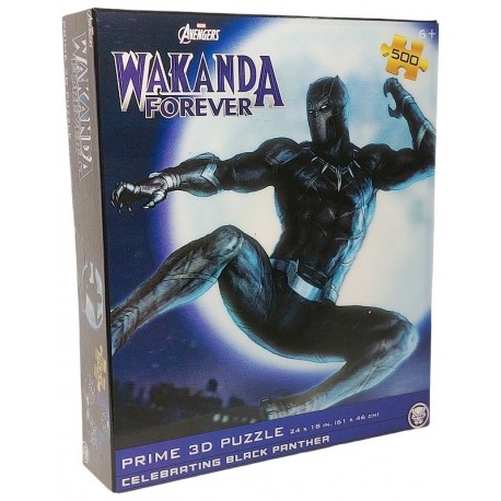 PUZZLE BLACK PANTHER WAKANDA FOREVER 500 PIECES PRIME 3D LENTICULAIRE 61X46CM-LiloJouets-Morbihan-Bretagne