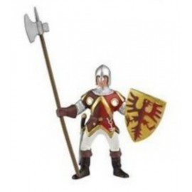 SOLDAT ROUGE ET OR AVEC HALEBARDE 9CM-jouets-sajou-56