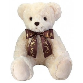 PELUCHE OURS CREME ASSIS 30CM AVEC BOUCLES-LiloJouets-Morbihan-Bretagne