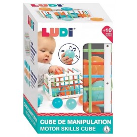 CUBE DE MANIPULATION A ELASTIQUES AVEC 12 BALLES-LiloJouets-Morbihan-Bretagne