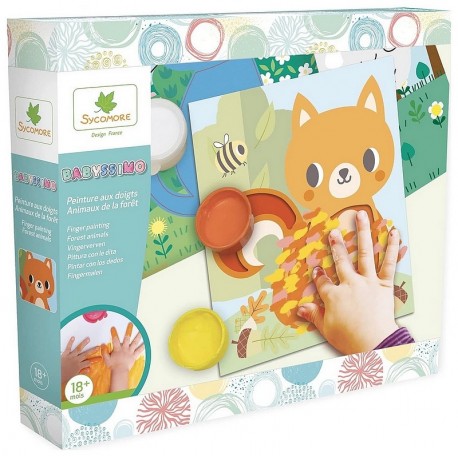 COFFRET PEINTURE AUX DOIGTS 5 ANIMAUX FORET BABYSSIMO ET 5 POTS -LiloJouets-Morbihan-Bretagne