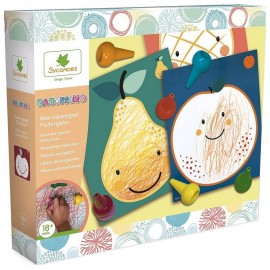 COFFRET MAXI CRAYONS GRAS FRUITS RIGOLOS BABYSSIMO 7 CRAYONS-LiloJouets-Morbihan-Bretagne