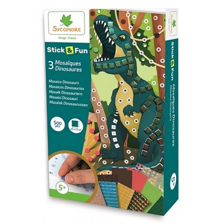 MOSAIQUES DINOSAURES STICK&FUN 3 TABLEAUX 22X12CM PM-LiloJouets-Morbihan-Bretagne