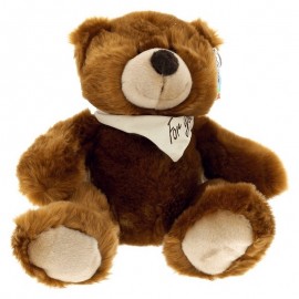 PELUCHE OURS BRUN ASSIS 40CM AVEC ECHARPE-LiloJouets-Morbihan-Bretagne