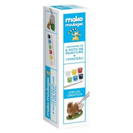 KIT 6 POTS PEINTURE BASE 5ML ET PINCEAU MAKO MOULAGES