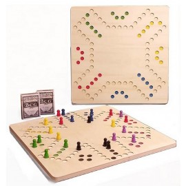 JEU DE TOCK PLATEAU 4/6 JOUEURS DOUBLE FACE 24 PIONS ET 2 JEUX DE 54 CARTES