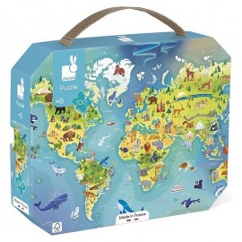 VALISETTE PUZZLE CARTE MONDE 100 PIECES-LiloJouets-Morbihan-Bretagne