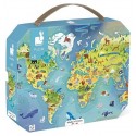 VALISETTE PUZZLE CARTE MONDE 100 PIECES 50X40CM - POSTER INCLUS