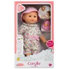 BEBE BAIN CORALIE POUPON 30CM EN COMBI FLEURS AVEC CANARD ROSE-LiloJouets-Morbihan-Bretagne