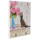 Kit tableau chaton fenetre 30x30cm broderie diamant sur chassis bois crystal art-lilojouets-morbihan-bretagne