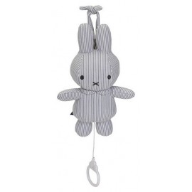 PELUCHE MUSICALE LAPIN MIFFY 25CM MARINIERE GRIS RAYE A ACCROCHER