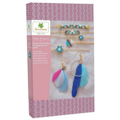 COFFRET XL PERLES JAPONAISES ET PLUMES ATELIER DE BIJOUX-LiloJouets-Morbihan-Bretagne