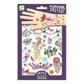 TATOUAGES PLUME COLOR POCHETTE 2 FEUILLES 21X14CM