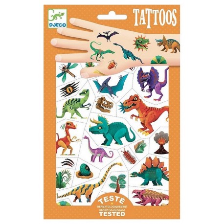 TATOUAGES DINOSAURES POCHETTES 2 FEUILLES 21X14CM 50 TATOUAGES-LiloJouets-Morbihan-Bretagne