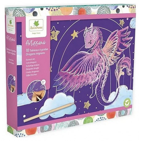 COFFRET SCRATCH ART DRAGONS MIGNONS ARTISSIMO 10 TABLEAUX-LiloJouets-Morbihan-Bretagne