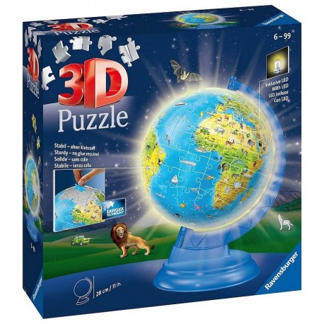 PUZZLE 3D GLOBE MAPPEMONDE LUMINEUSE 180 PIECES-LiloJouets-Morbihan-Bretagne