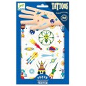 TATOUAGES SPACE ODDITY POCHETTE 2 FEUILLES 21X14CM PHOSPHORESCENTS