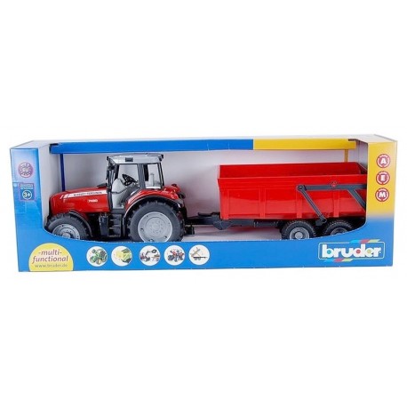 TRACTEUR MASSEY FERGUSSON 7480 AVEC REMORQUE ROUGE-LiloJouets-Morbihan-Bretagne