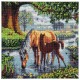 Kit tableau chevaux 30x30cm broderie diamant sur chassis bois crystal art-lilojouets-morbihan-bretagne