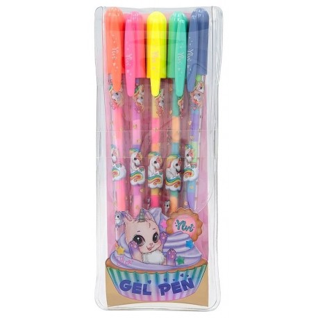 SET 5 STYLOS GEL ARC EN CIEL YLVI-LiloJouets-Morbihan-Bretagne