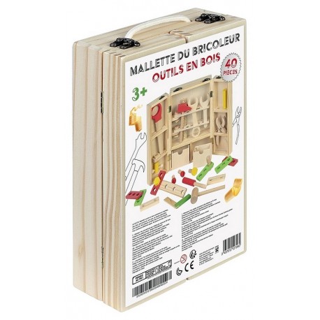 MALLETTE BRICOLEUR OUTILS BOIS 40 PIECES-LiloJouets-Morbihan-Bretagne