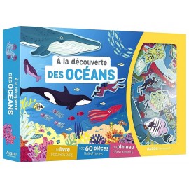 COFFRET A LA DECOUVERTE OCEANS 60 MAGNETS LIVRE ET PLATEAU AIMANTE