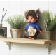 Peluche monchhichi kawai fille 20cm pull bleu et sac bandouliere-lilojouets-morbihan-bretagne