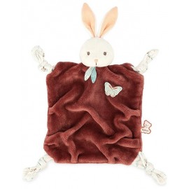 DOUDOU LAPIN CANNELLE CARRE 26CM AVEC NOEUDS ET BOITE-LiloJouets-Morbihan-Bretagne