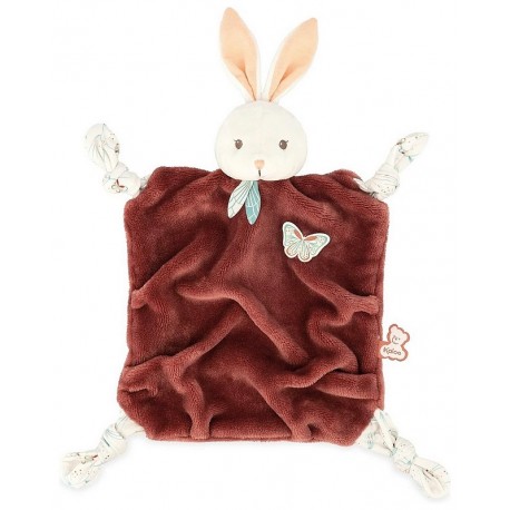 DOUDOU LAPIN CANNELLE CARRE 26CM AVEC NOEUDS ET BOITE-LiloJouets-Morbihan-Bretagne