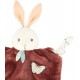 Doudou lapin cannelle carre 26cm avec noeuds et boite-lilojouets-morbihan-bretagne