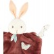 Doudou lapin cannelle carre 26cm avec noeuds et boite-lilojouets-morbihan-bretagne