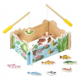 JEU PECHE MAGNETIQUE 18 PIECES BOIS