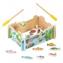 JEU PECHE A LA LIGNE MAGNETIQUE 18 PIECES BOIS 2 CANNES A PECHE