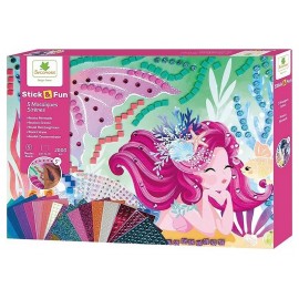 GRAND COFFRET MOSAIQUES SIRENES STICK'N FUN 5 TABLEAUX 34X24CM 2000 PIECES