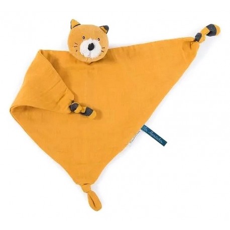 DOUDOU LANGE CHAT MOUTARDE LULU LES MOUSTACHES-LiloJouets-Morbihan-Bretagne