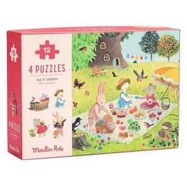 PUZZLES DES SAISONS 4X12 PIECES AVEC POSTER LA GRANDE FAMILLE-LiloJouets-Morbihan-Bretagne