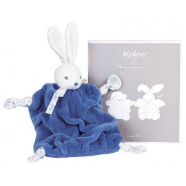 DOUDOU CARRE 17CM LAPINOU BLEU OCEAN AVEC BOITE KALOO