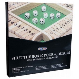 JEU SHUT THE BOX 10 EN BOIS - 4 JOUEURS 8 DES