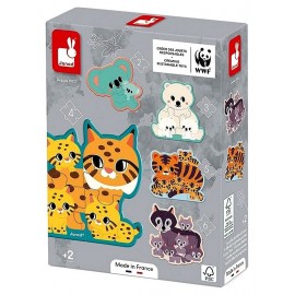 PACK 5 PUZZLES EVOLUTIFS ANIMAUX SAUVAGES 2 A 6 PIECES - PARTENARIAT WWF